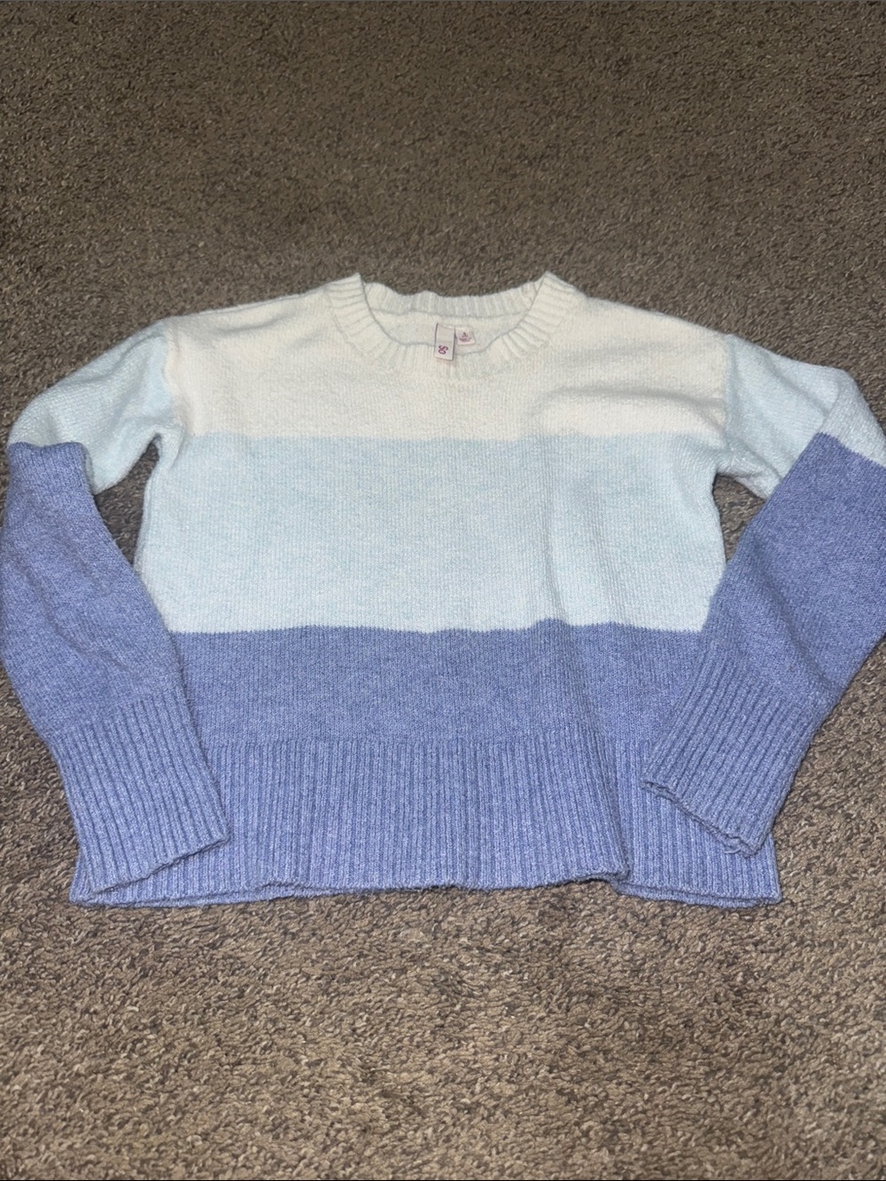 So Cozy Colorblock Crewneck Sweater - white & Light Blue